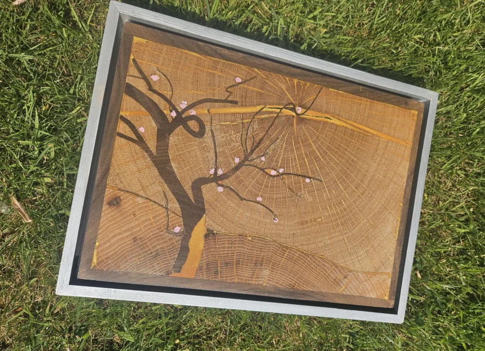 MARQUETRY WILD Tree Wall Art – Original Modern Wooden Art With Silver Framed – WALNUT Oak Tree Art Décor With A4 – Nature Inspired Tree Art